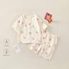 Conjunto de Roupa Íntima de Verão para Bebê Ultrafino Respirável Roupa de Casa Meninos e Meninas Bebê Manga Curta Shorts Verão Dividido Roupa para Ar-condicionado