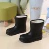 Botas de nieve impermeables y cálidas de invierno para exteriores para mujeres y hombres, botines, antideslizantes, de suela plana, hasta la pantorrilla, engrosadas y con forro de felpa, zapatos de algodón.