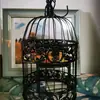 Jaula de pájaros decorativa ahuecada para patio, accesorios rústicos para bodas, adornos de jardín, jaula de pájaros, jaula de pájaros de hierro forjado, balcón de hierro para exteriores