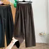 Foto Real Outono/Inverno Novo Estampa de Leopardo Cintura Alta Tamanho Grande Emagrecedor Versátil Corte Reto Calça Longa Casual