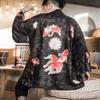 Estilo Japonés Talla Grande para Hombre Estilo Chino Bata Taoísta de Media Manga Suelta Extragrande Siete Mangas Hanfu Chaqueta para Hombre Gordo