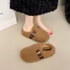 Baotou 2026 Zapatillas Slip-on Otoño/Invierno para Persona Perezosa Nuevas Zapatillas de Algodón para Mujer Suela Gruesa Peludas Para Uso Exterior Felpa Hogar