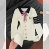 Conjunto de Chica Popular Estilo Coreano para Primavera y Otoño 2026: Chamarra de punto trenzado gris estilo británico bordada con perro para mujer