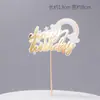 Mini Bolo de Aniversário Arco-Íris Plug-in Nuvem Balão de Ar Quente Letras Feliz Aniversário Decoração de Bolo de Festa