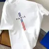 Camiseta Casual Masculina de Verão com Caimento Solto Plus Size com Estampa de Letras Paris e Gola Redonda