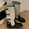 Botas Vaqueras Western de Hebilla Patchwork Retro para Mujer 2026 Nuevas Botas Cortas de Tobillo para Primavera Verano Tacón Grueso Botas de Montar