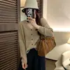 Fábrica de Suéteres Dalan Source Cárdigan de Punto Liso Sencillo Casual de Manga Larga para Mujer, Corte Ajustado, Adelgazante, Top Versátil para Otoño e Invierno