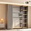 Arara de Roupas, Arara de Chão para Quarto, Arara Integrada para Closet Aberto, Unidade de Prateleira de Metal, Pode Ser Combinada com um Guarda-Roupa