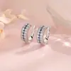 Pinzas para Orejas Azules Anchas con Diamantes Completos, Tendencia en Tiktok, Frescas y Elegantes Brazaletes para Oreja de Circonita Azul Klein Sin Perforación
