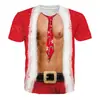 Camiseta de hombre de moda transfronteriza con estampado 3D de patrón navideño, tendencia de moda, manga corta de verano, suministro directo de fábrica