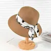 Sombrero de Sol de Lazo de Verano, Sombrero de Paja de Ala Ancha Estilo Coreano, Sombrero de Sol Plegable de Ala Ancha de Moda, Sombrero de Sol de Playa con Protección Solar para Mujer