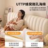 Teclado de Piano Vintage Color Crema Chenilla Flotante Moderno Minimalista Dormitorio Principal Cama Doble Tela de Garra de Gato Cama