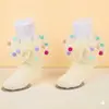 Meias Infantis Femininas de Verão Finas Coloridas com Pompons e Renda Meias de Dança Estilo Princesa Bebê Meias de Algodão Atacado