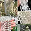 Contas de fio de pérolas sintéticas para casamento 4-14mm para cortinas de decoração de casamento, correntes de pendurar em palco, decorações de teto e componentes de acessórios