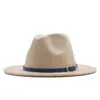 Sombrero de Sol para Exteriores Clásico Fieltro Fedora Ala Ancha Moda Sombrero Jazz con Hebilla de Cinturón