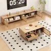 Mueble de TV de Mimbre Moderno Minimalista Sala de Estar Hogar Gabinete de Piso Color Madera Natural Nogal Chino Apartamento Pequeño Gabinete de Entretenimiento