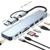 Hub USB Multifuncional 8 em 1 Tipo-C Leitor de Cartão Hub Dock de Expansão para Computador Desktop