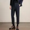 Calça Masculina 2026 Nova Slim Reta Nove Pontos Outono Inverno Casual de Negócios Suit de Caimento de Alta Qualidade Calça Longa