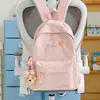 Mochila bordada de color blanco crema en contraste para estudiantes de primaria, mochila nueva y ligera para estudiantes de secundaria, mochila de viaje para viajes cortos