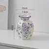 Porcelana Azul y Blanco China de Alta Gama Retro Entrada Jarrón de Cerámica Hogar Sala de Estar Arreglo Floral Adornos Decorativos Flores Frescas Hidropónicas