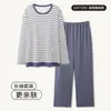 Pijama Masculino Primavera e Outono Algodão Puro Manga Longa Masculino Outono 2025 Novo Conjunto de Roupa de Casa Fina Tamanho Grande Outono e Inverno