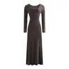 Vestido longo vintage de alta qualidade estilo francês para mulheres, adequado para outono e inverno, com saia em A estilo sereia, vestido longo emagrecedor e elegante para a primavera