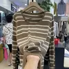 Suéter de punto a rayas para mujer, corte ajustado, ligero, diseño nuevo para primavera y otoño, de manga larga, versátil, top elegante