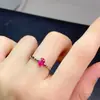 Anillo de Rubí Nuevo, Transparente como el Cristal, con Fuego Deslumbrante, Piedra Principal 4*6mm