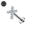Joyería para Piercing de Aleación de Titanio G23 Estrella Luna Corona Incrustada Circonita Labio Uña Uña de Oreja Uña de Hueso de Oreja Uña de Labio F136