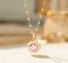Colar Pingente Gota Zircônia Roxa Banhado a Ouro Cobre Design de Nicho de Luxo Leve Estilo Francês Transfronteiriço para Mulheres Corrente de Aço Titânio Corrente de Clavícula