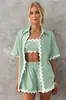 2024 Principios de Primavera Nuevo Transfronterizo Europeo y Americano Comercio Exterior Femenino Moda Sencilla Camisa Corta Traje Casual -88156