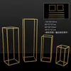 Decoração de Corredor Geométrica de Ferro Forjado Adereços de Casamento Estrutura Quadrada Tridimensional Ornamentos de Prisma Retangular Decoração de Suporte de Flores para Casamento Estrutura Quadrada de Ferro