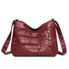 Bolso de Mujer de Comercio Exterior 2025 Nuevo Estilo Lavado Piel Suave Bolso Cruzado Doble Capa Gran Capacidad Bolso de Hombro Bolso Cuadrado Pequeño para Mujer