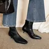34 a 42 yardas Piel Genuina Superficie Suave Tacón Bajo Botines Transfronterizo Comercio Exterior Tallas Grandes Punta Cuadrada Adelgazantes Botas de Moda Otoño Invierno Viaje Diario Mujer