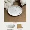 Belleza atemporal - Set de vajilla de cerámica con lunares de alta estética para uso doméstico, tazón para yogur, plato para ensalada, combinación de tazón y plato para una persona