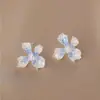 Brincos de Prata 925 Esterlina Esmaltados Flor de Pérola Colorida Zircônia Stud para Mulheres Novo Estilo Quente Alto Padrão Luxo Leve Clássico Brincos Joias para Orelha