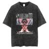 Anime 2024 Estampa Camiseta Vintage Lavada Verão Tamanho Plus Masculino