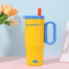Nueva Taza Térmica de Acero Inoxidable 316 Gran Capacidad para Niñas Taza Fría para Coche Taza con Popote Asa Taza de Hielo Venta al por Mayor