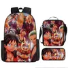 Mochila Escolar Exclusiva One Piece Três Peças Conjunto Mochila Rei do Mar Grande Capacidade Mochila para Aluno do Ensino Médio