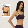 Sutiã de yoga feminino com alças finas e bojos, sutiã esportivo sexy sem costas, top tubinho, top fitness, regata