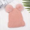 Gorro de Lã com Orelhas de Panda de Desenho Animado, Uso Duplo para Adultos e Crianças, Gorro de Tricô com Pom-Pom, Gorro Versátil e Quente para Outono e Inverno