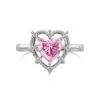 Venta Caliente Transfronteriza Juego de Corazón con Diamante Rosa de Plata de Ley S925 para Mujer, Incrustado con Circonita en Forma de Corazón, Diseño Hueco Simple y Moderno Tres