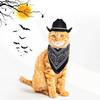 Sombrero vaquero negro para mascota, babero, traje, cuerda de algodón, sombrero de mezclilla, toalla cuadrada, gato, perro, fiesta, sombrero de vacaciones