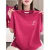 Marcas de Moda de Este Año Camisetas Casuales de Manga Corta Estilo Coreano para Mujer en Verano, Tops Estampados Holgados Adelgazantes para Mujeres de Mediana Edad y Mayores