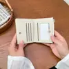 Nueva Cartera Corta de Color Puro Estilo Coreano para Mujer Simple de Cuero PU con Múltiples Ranuras para Tarjetas Portatarjetas Mini Cartera con Cremallera para Monedas