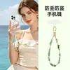 Alça de corrente de celular de contas de cristal natural de alta qualidade, cordão de pulso anti-perda para celular, pingente criativo curto para bolsa