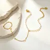Pulsera de acero inoxidable con perlas entrelazadas, nicho transfronterizo, lujo ligero, joyería versátil y de alta gama para niñas, venta al por mayor