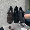 Sapatos Ballet Mary Jane Femininos 2026 Outono Estilo Coreano Retrô Bolinhas Bico Quadrado Baixos com Salto Escondido para um Look de Fada