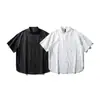 Roupa Masculina Beijie Verão 2026 Nova Camisa de Manga Curta com Gola Alta Masculina Simples de Cor Sólida Jaqueta Solta de Manga Meia