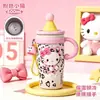 Taza aislada linda de gatito de gran capacidad taza con popote de acero inoxidable 316 estilo ins femenina a prueba de fugas taza para café helado